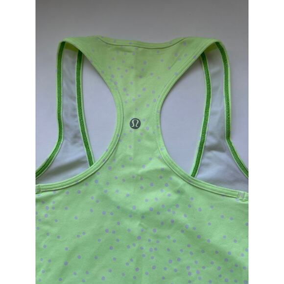 Lululemon lime Green Racerback Tank with Lavender Dots - Picture 1 of 5
